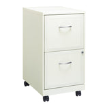 18"D SOHO Vertical Letter-Size Mobile File Cabinet, 2 Drawers, Pearl White