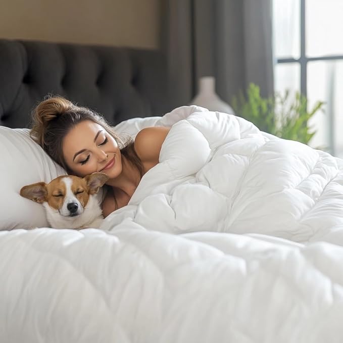 Goose Down Comforter Queen Size, 90x90 inches, 50 oz Fill Weight, 750 Fill Power, 100%