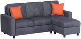 Upholstered Sectional Sofa for Home, Apartment, Dorm, Bonus Room, Compact Spaces