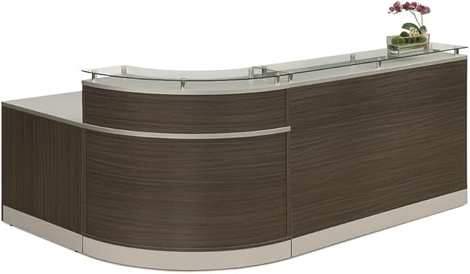 Reception Desk with Counter, Front Desk, Retail Checkout Counter, L Shaped, Office