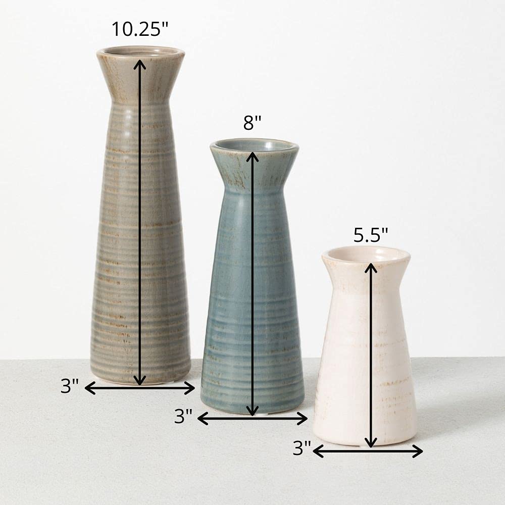 Ceramic Vase Set- 3 Small Vases, Rustic Home Décor, Modern Farmhouse