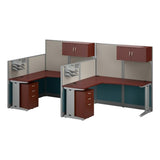 Office in an Hour L Shaped Cubicle Desks with Storage, Drawers, and Organizers