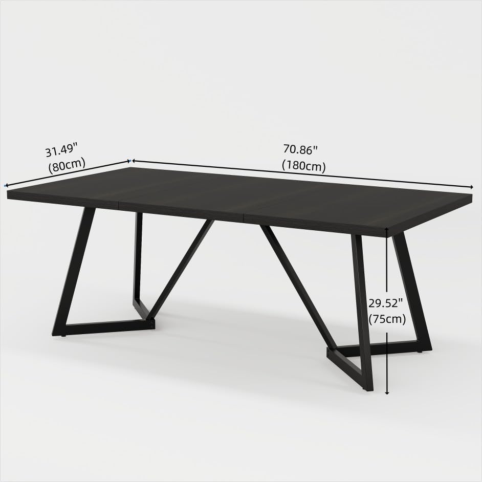 70.86-Inch Large Dining Table for 6-8 with Metal Frame