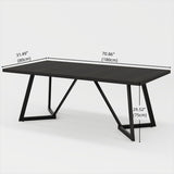 70.86-Inch Large Dining Table for 6-8 with Metal Frame