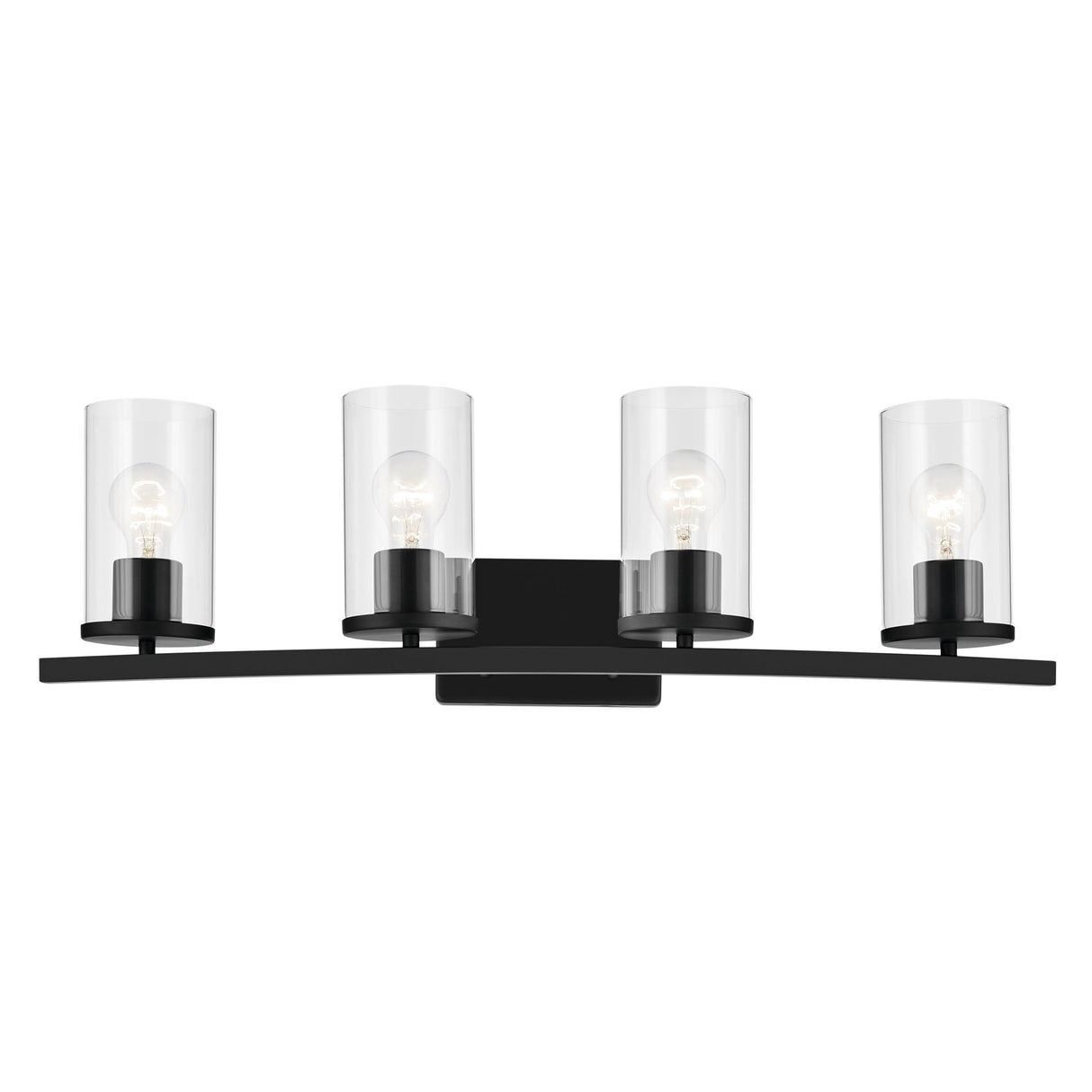 Crosby 31.25" 4-Light Vanity Light with Clear Glass in Black, for Bathroom