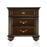 Transitional 3 Drawer Wooden Bedside Nightstand