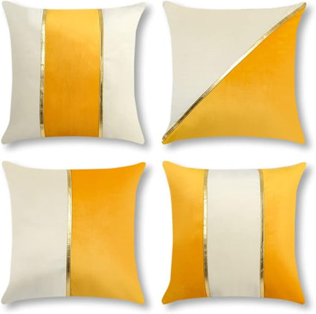 Throw Pillow Cover 18x18 Inches Velvet Decorative Pillow Covers Gold Striped