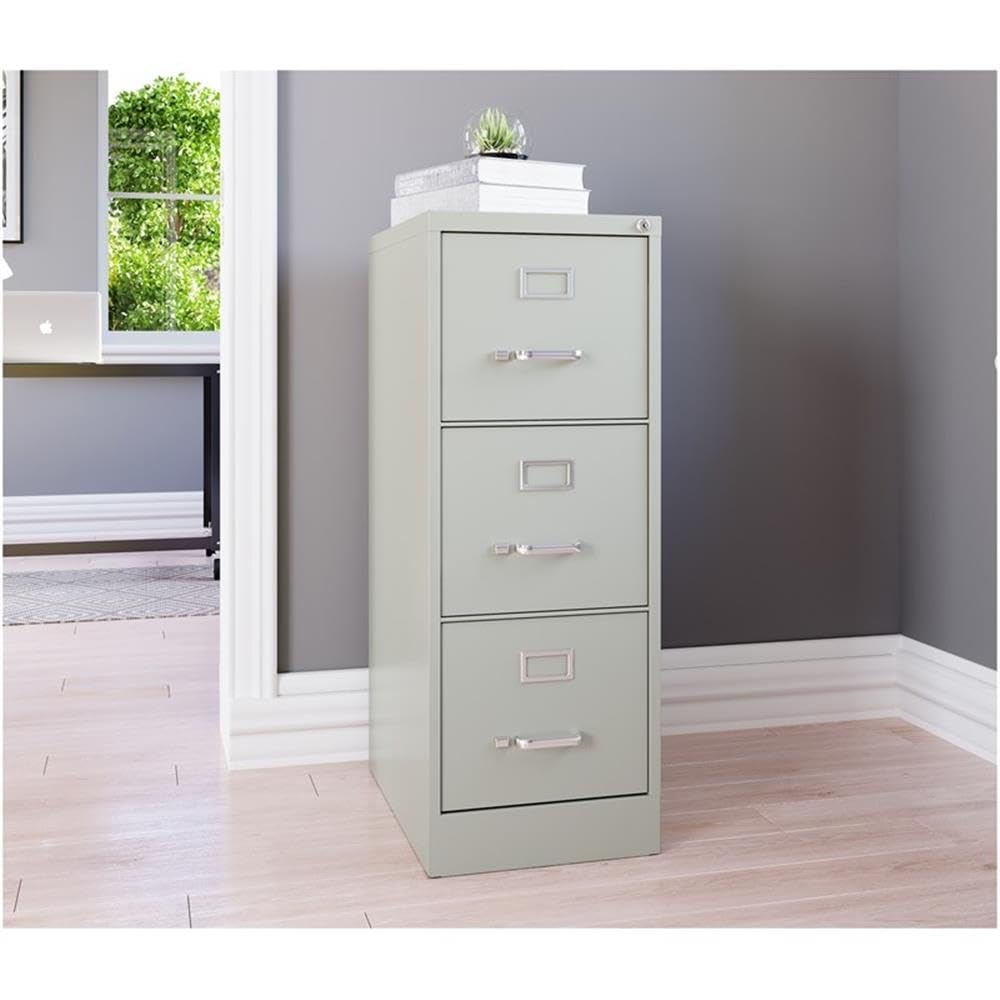 3 Drawers 40.19" Vertical Light Gray Metal Filing Cabinet Lockable Pre-Assembled Stationary Letter Size for Home, Office