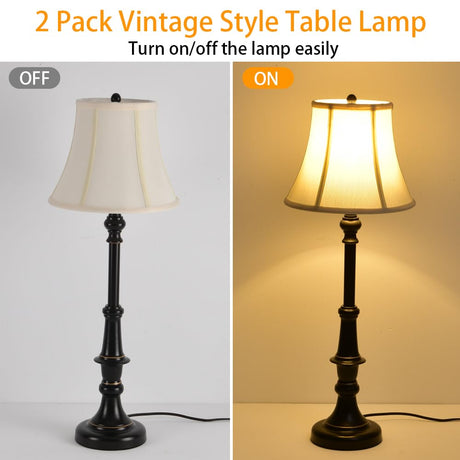 2 Pack Vintage Style Table Lamp, Buffet Table Lamp,Traditional Bedside Lamps, Tall Table