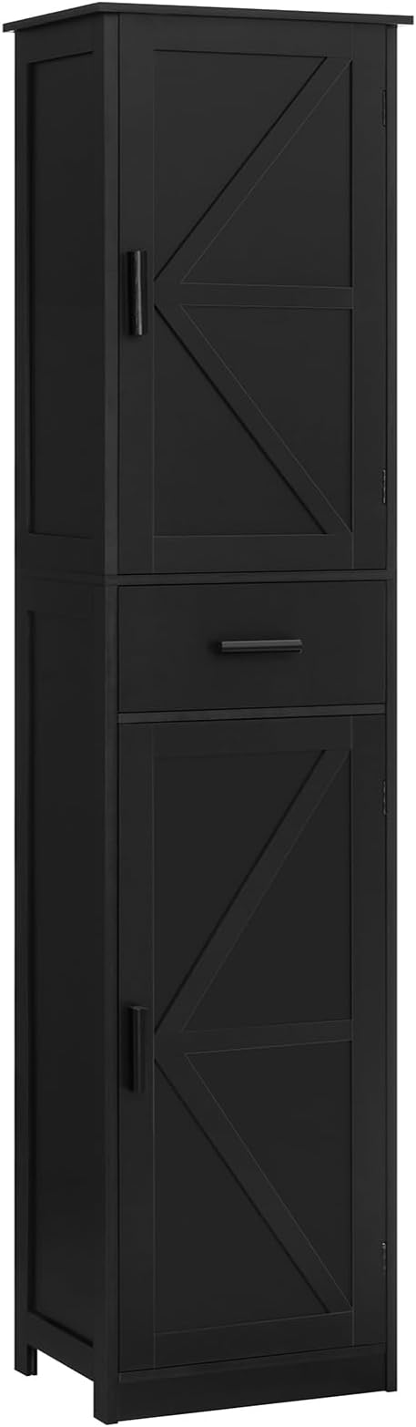 Tall Bathroom Cabinet, Storage Cabinet with 6 Shelves & Drawer