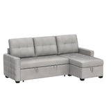 76.8'' Pull Out Sleeper Reversible Sectional Storage Sofa Bed, Convertible Velvet Corner Sofa Bed and Reversible