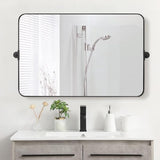 2-Pack Black Bathroom Mirrors 24 x 36 Inch, Metal Framed Rounded Rectangle Wall Vanity Mirror Modern Farmhouse, 1/4-inch Shatterproof Glass | Ultra-Flush Hanging