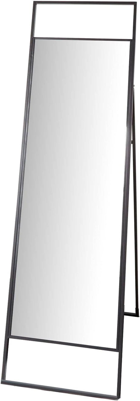 Black 20x65 Modern Metal Framed Full Length Free Standing Mirror with Easel, 20" x 65"