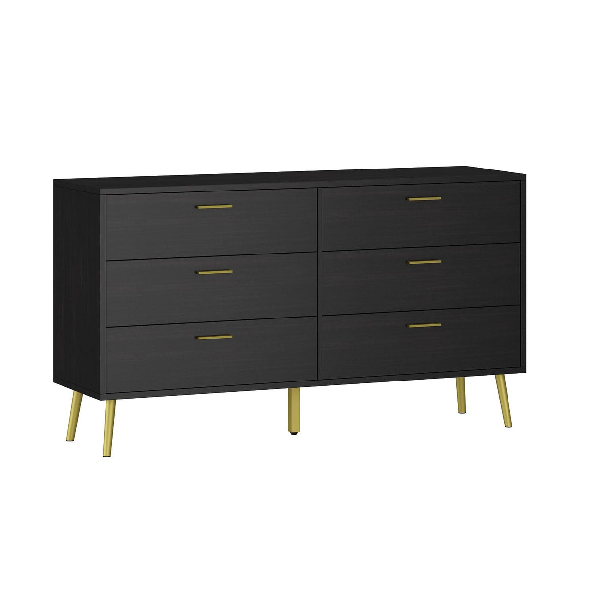 Chest of Drawers 6 Drawer Dresser, Drawer Chest 6 Drawer Cabinet with Gold Metal Legs