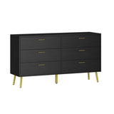 Chest of Drawers 6 Drawer Dresser, Drawer Chest 6 Drawer Cabinet with Gold Metal Legs