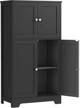 Storage Cabinet, Bathroom Cabinet with 4 Doors & Adjustable Shelf, Cupboard, Bathroom