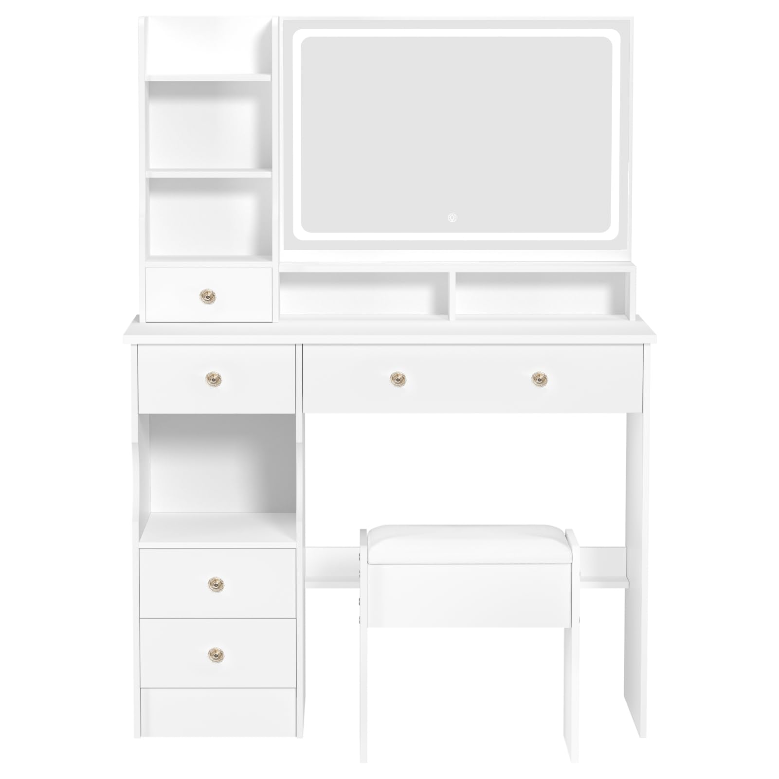 Vanity Desk with Mirror and Lights, Makeup Vanity with Stool, Vanity Mirror with Lights