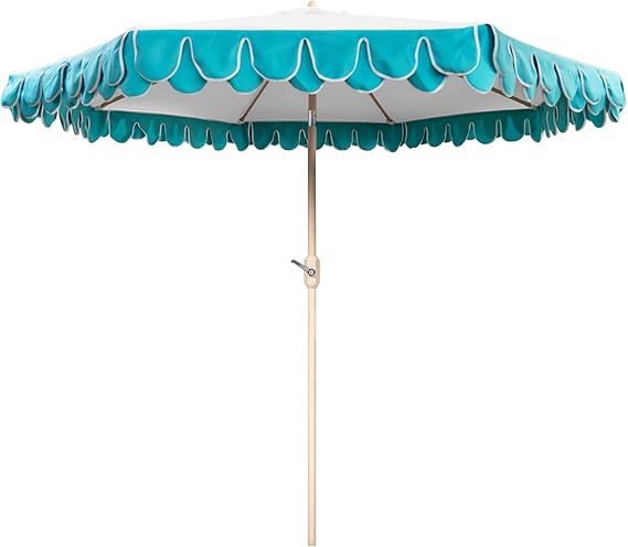 9Ft Elegant Valance Patio Umbrella, Outdoor Umbrellas for Patio with Tilt and Crank Systerm