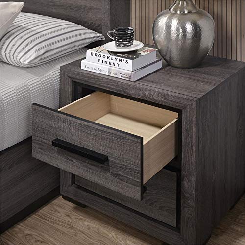 Drummond 3-Piece Gray Wood Panel Bedroom Set - Queen + Nightstand + Chest