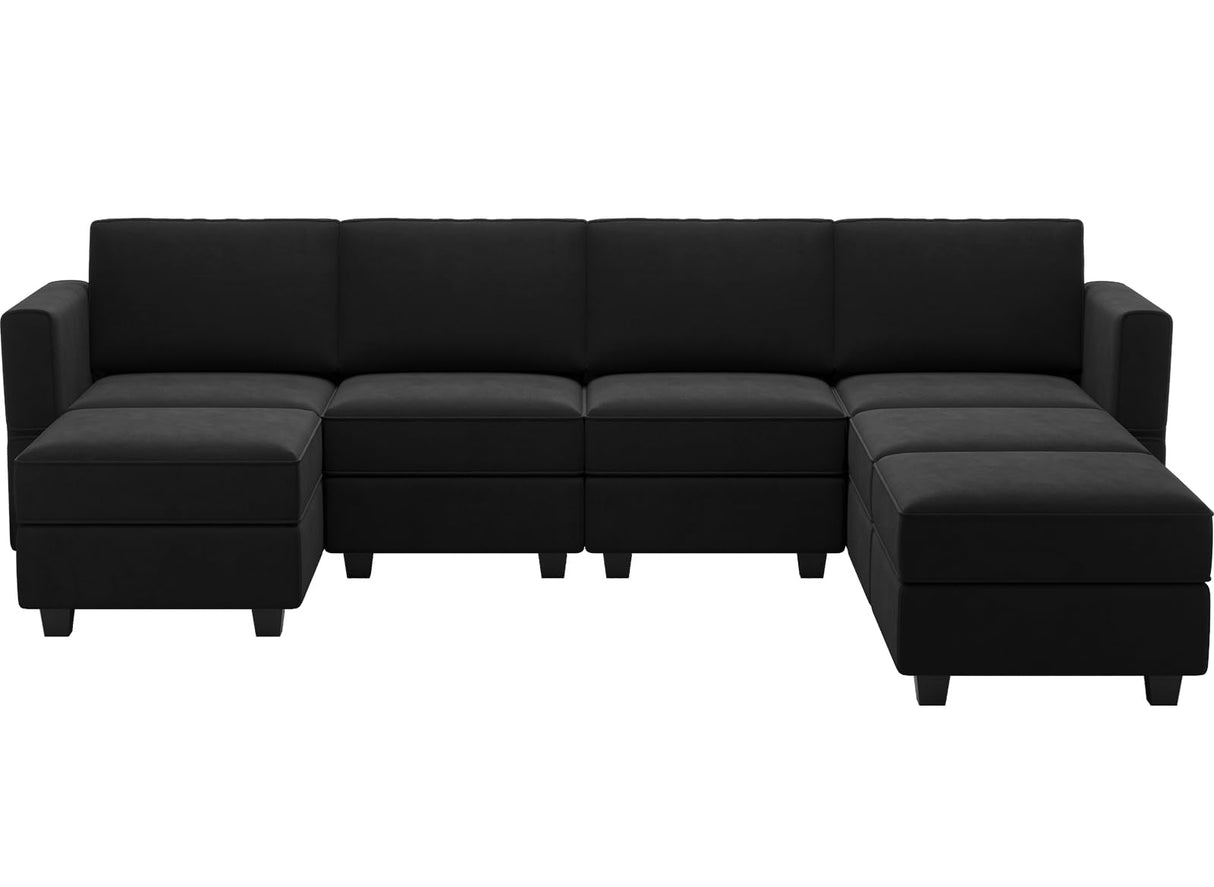 Modular Sectional Sofa U Shaped Sectional Couch with Reversible Chaises Velvet