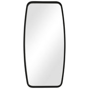 Rectangular Metal Frame Mirror with Curved Edges, Black