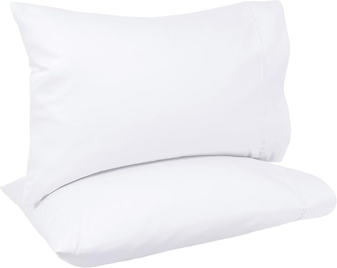 400 Thread Count Cotton Pillow Case, Standard, 30" L x 20" W, White - Set of 2