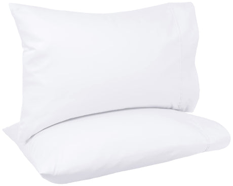 400 Thread Count Cotton Pillow Case, Standard, 30" L x 20" W, White - Set of 2