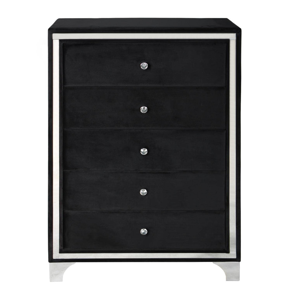 Monica Velvet Upholstered 5 Drawer Chest Dresser