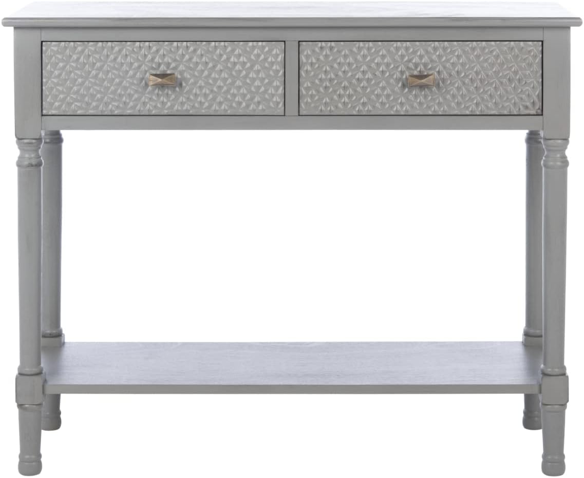 Safavieh Home Collection Halton Distressed Grey 2-Drawer Bottom Shelf Console Table CNS5718D, 0