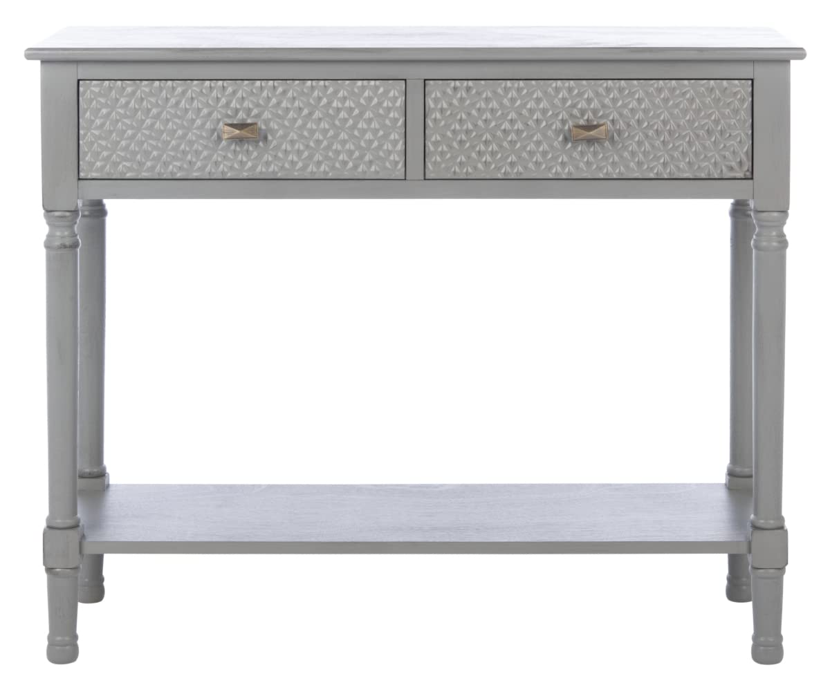 Safavieh Home Collection Halton Distressed Grey 2-Drawer Bottom Shelf Console Table CNS5718D, 0