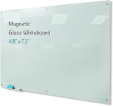 Magnetic Black Glass Board with Eraser Frameless Tempered Glass Dry Erase Blackboard