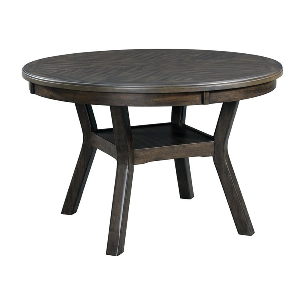 Mid-Century Round Dining Table with Storage Shelf