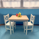 Solid Wood Toddler Kids Table and 2 Chairs Set,Modern Wooden Furniture with Irish