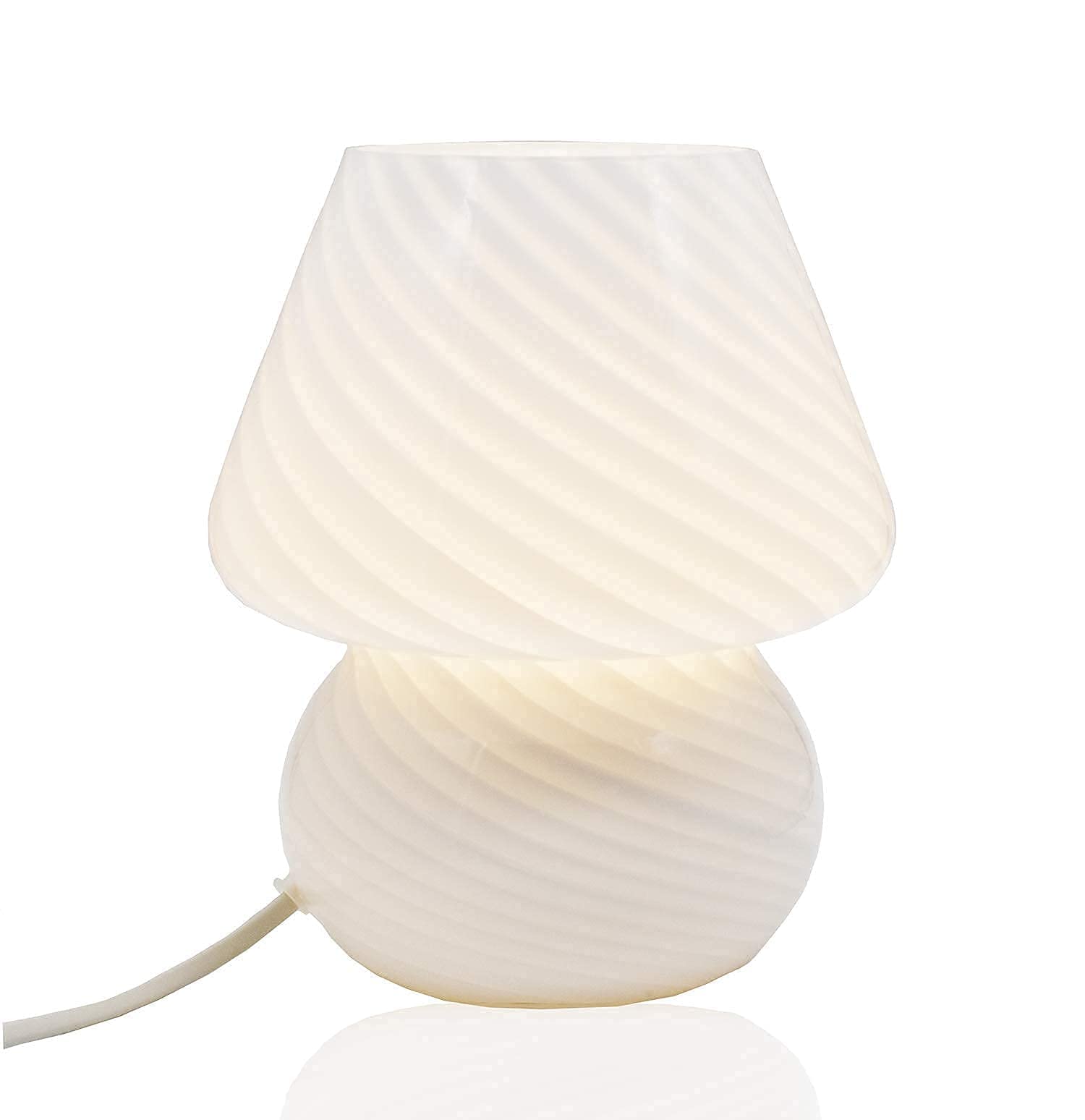 Translucent Table Mushroom Lamp Italian Style Modern Striped Glass