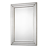 BOWERY HILL Grooved Metal Mirror in Metallic Silver