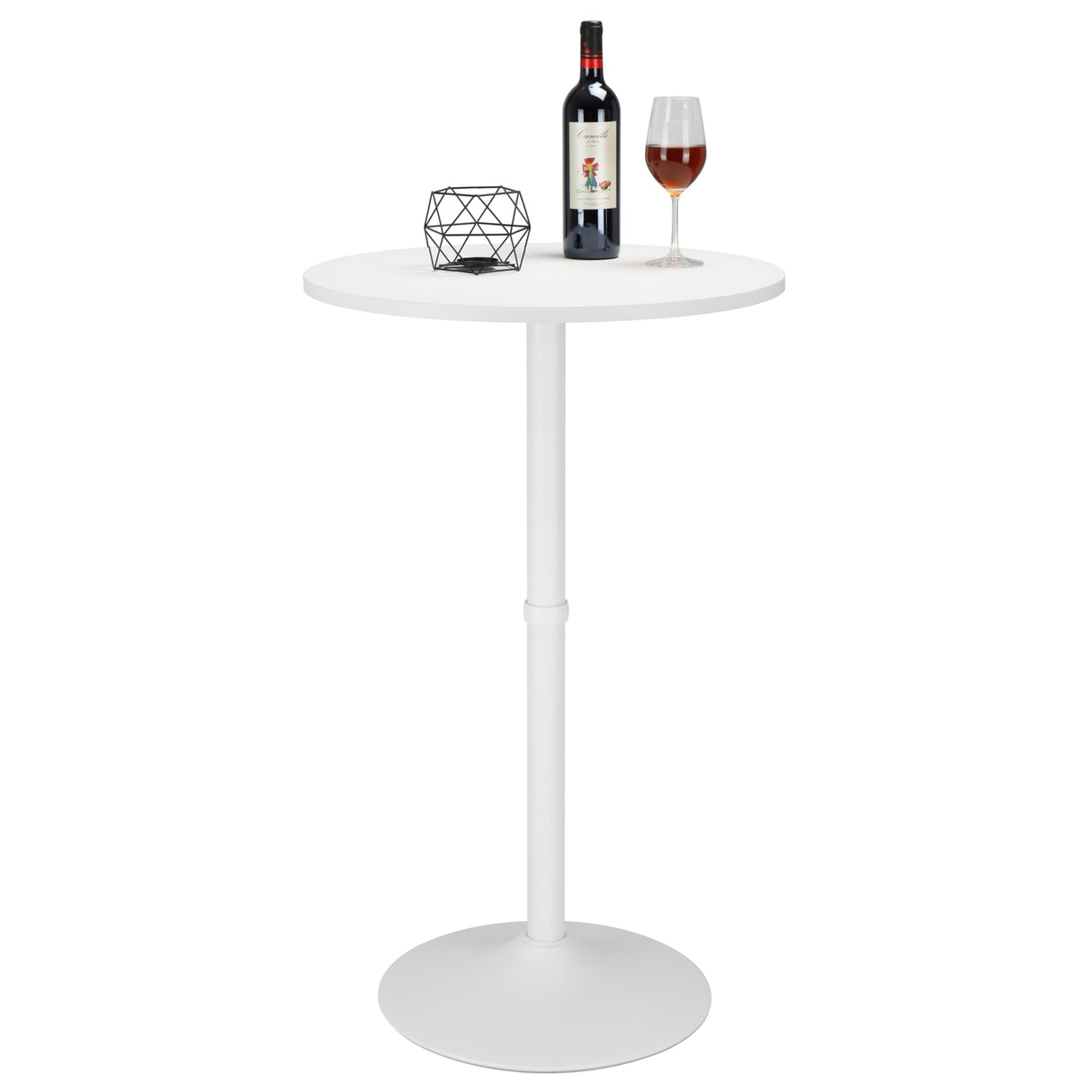 Round Cocktail Bar Table with Metal Base, Tall Bistro Pub Table, Counter Bar Height Table