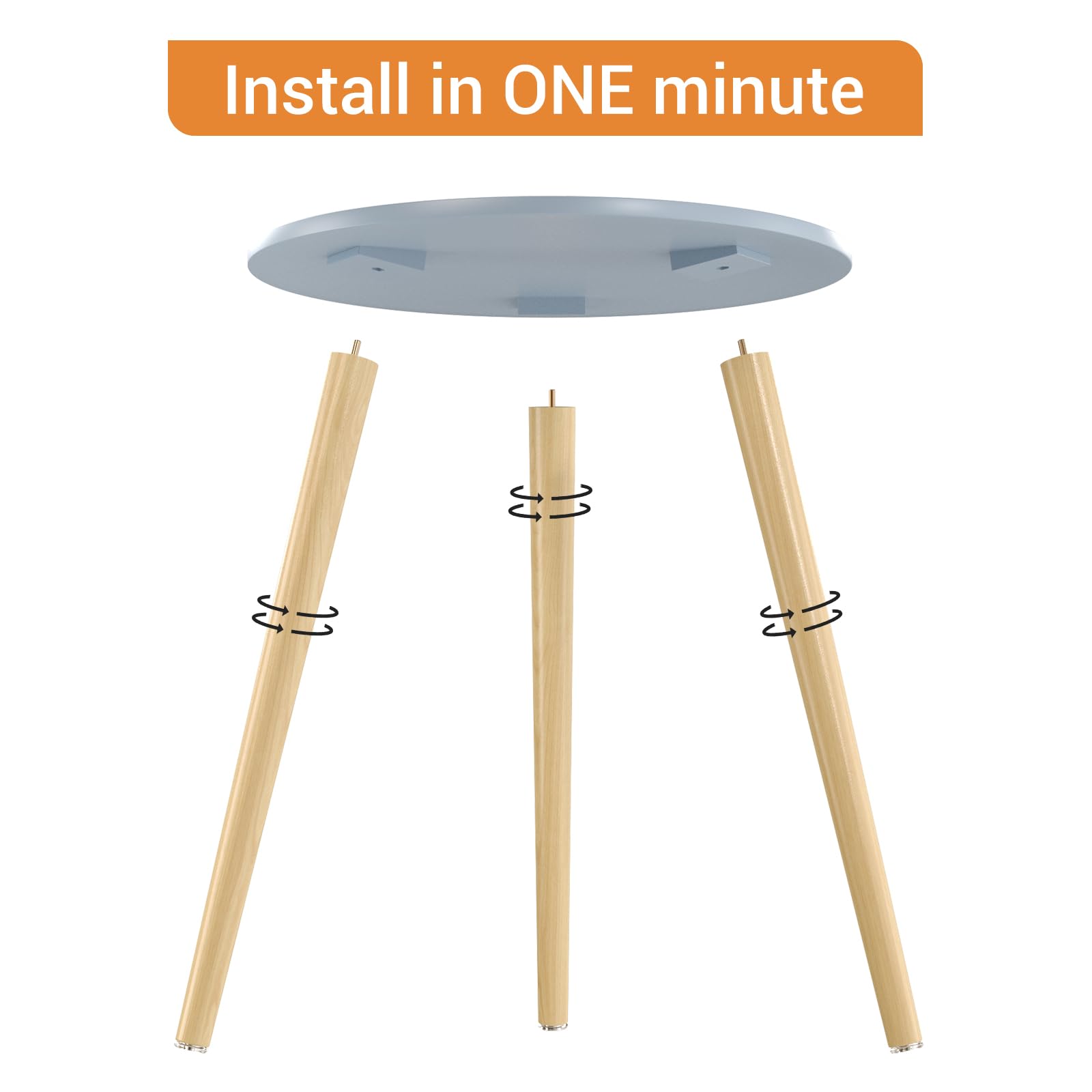 Table, Blue Grey End Table for Small Spaces, Nursery Round Side Table Small Bedside