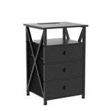 Night Stand Set 2, LED Nightstand with Charging Station, End Side Tables