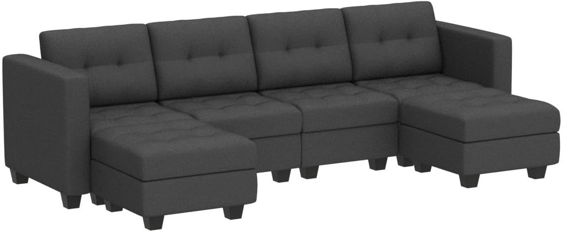 Reversible Storage Modular U-Shape Sectional Sofa Couch with Double Chaises Modular