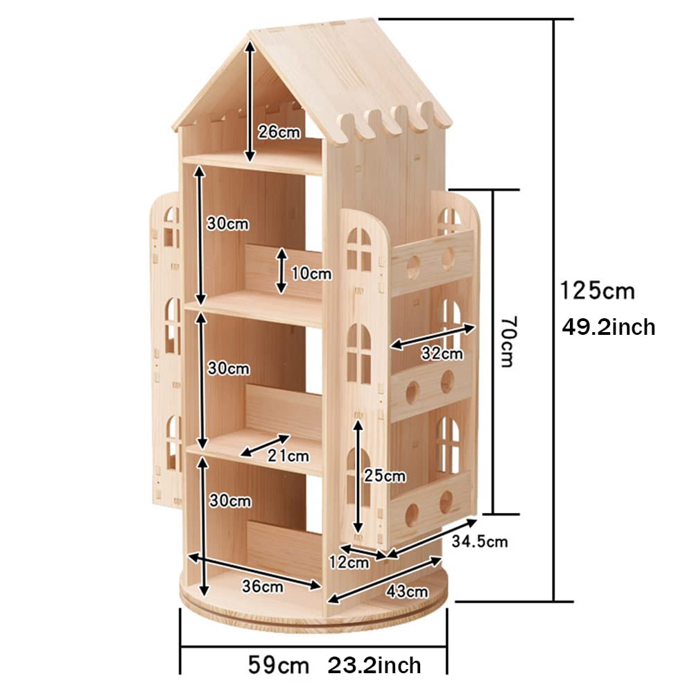 Rotating Bookshelf, 360 Display Floor Standing Bookcase Storage Rack Children's Bookshelf,