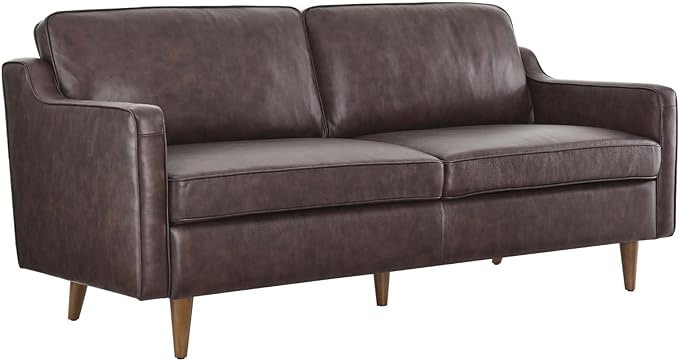 Impart Upholstered Genuine Leather Sofa in Tan