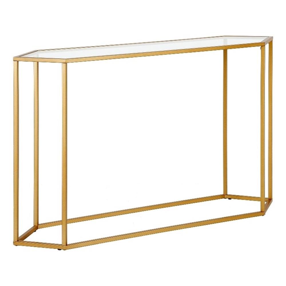 Beck 48'' Wide Hexagonal Console Table in Brass