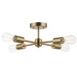 4-Light Matte Brass Flush Mount Dining Light Fixture, E26 Bulb, Ceiling Bedroom Light,