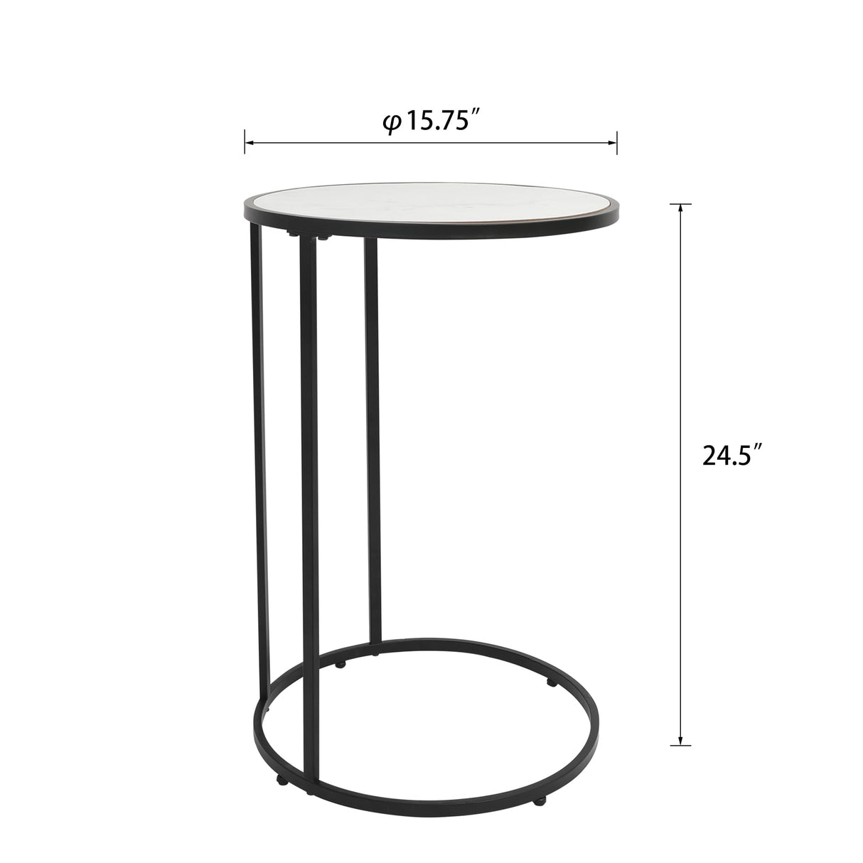 Round Side Table Black - Wood Top End Table with Metal Frame, Accent Tables