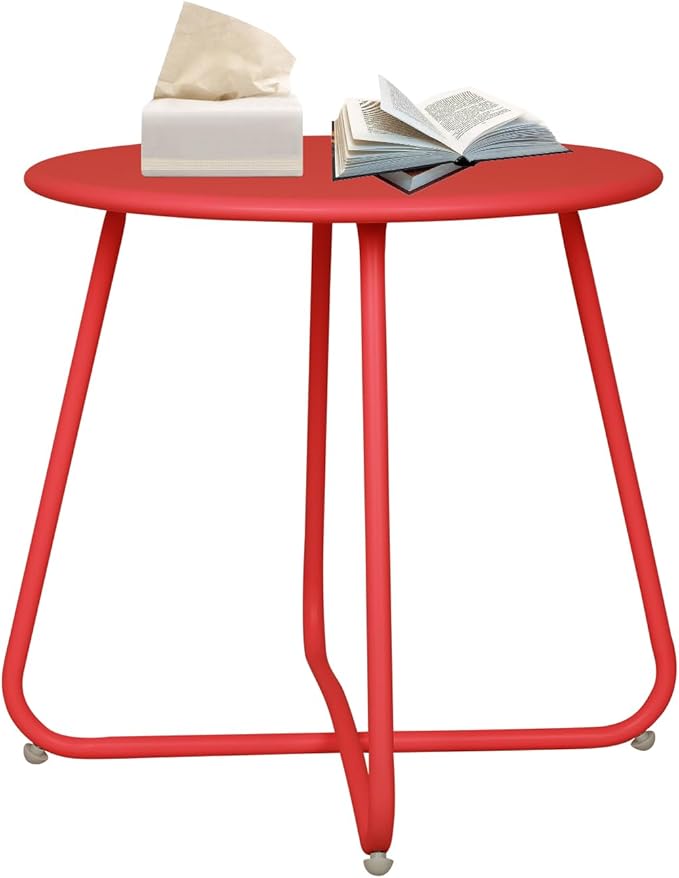 Yellow Outdoor Side Tables, Small Outdoor Table, Round Patio Side Table