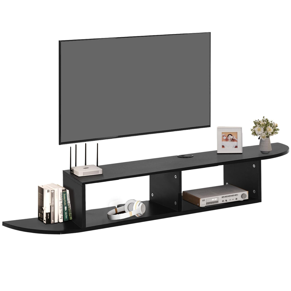 Floating TV Shelf with Open Storage, Floating Entertainment Center for TVs Up to 55 Inches, Floating TV Stand