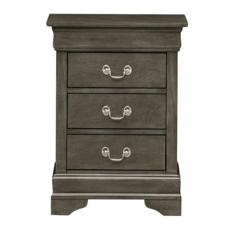 Furniture Louis Phillipe 3 Drawer Nightstand in Gray