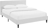 Linnea Upholstered White Faux Leather Queen Platform Bed with Wood Slat Support