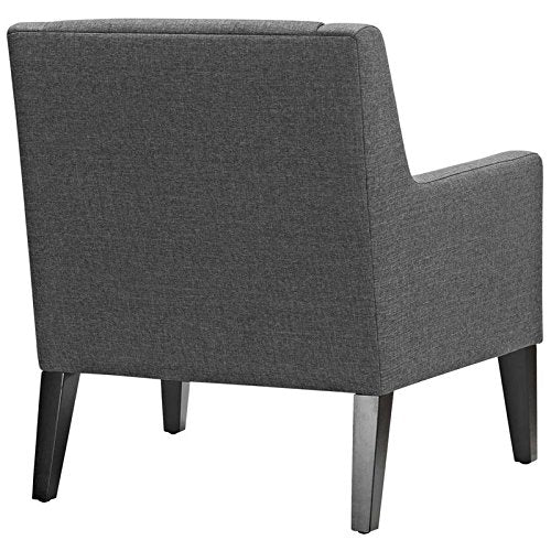 Earnest Button Tufted Mid-Century Modern Accent Arm Lounge Chair in Gray