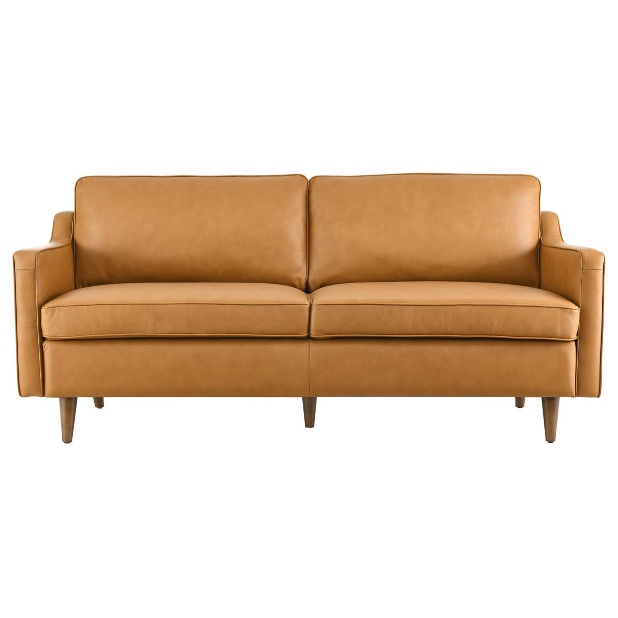 Impart Upholstered Genuine Leather Sofa in Tan